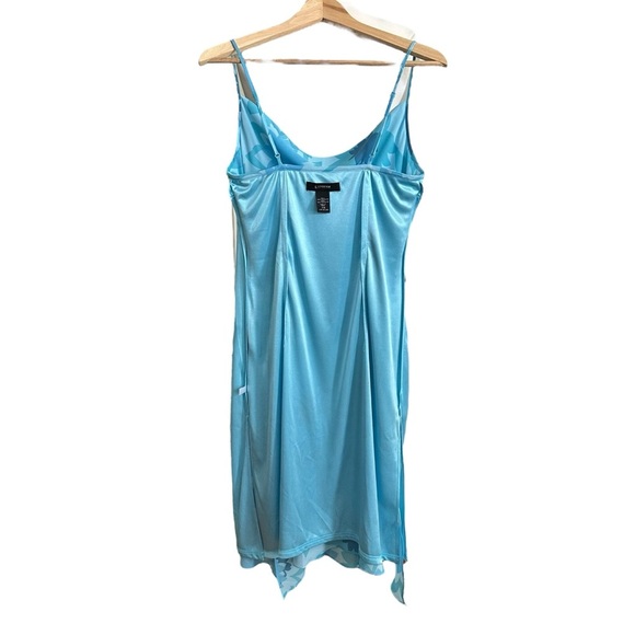 Express Vintage Y2K Chiffon Blue Floral Slip Dress Fairycore Asymmetrical Hem 8 - Picture 10 of 13